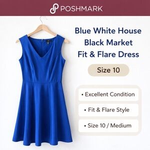 Elegant Royal Blue Sleeveless White House Black Market WHBM size 10